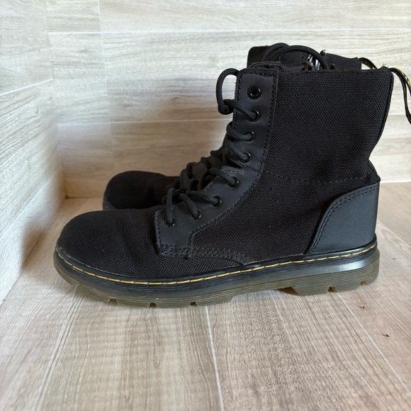 DR MARTENS Airwair COMBS J COMBAT BOOTS KIDS CANVAS SHOES BLACK SIDE ZIP - Picture 7 of 9